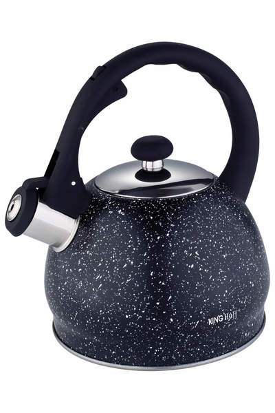 Kinghoff Ceainic din oțel cu fluier 2L, pentru inducție și gaz, negru