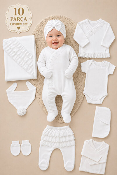 Sitilin Baby Girl Lace Luxury 10-Piece Hospital Discharge Set Stl6194