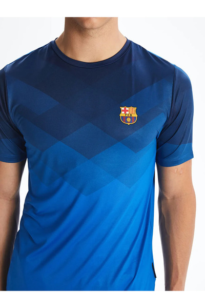 LC Waikiki Blue Crew Neck Barcelona Licensed Men's Fan T-Shirt