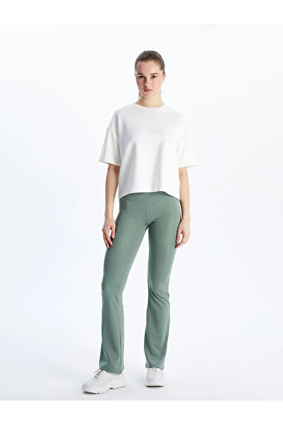 LC Waikiki Green Elastic Waist Spanish Flare Women's Sports Leggings
