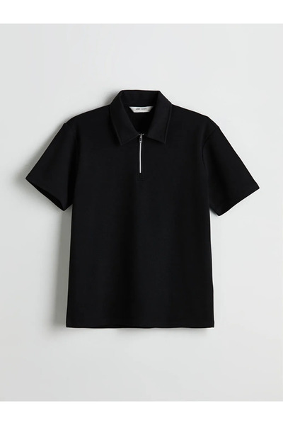 LC Waikiki Black Polo Neck Short Sleeve Men's T-Shirt
