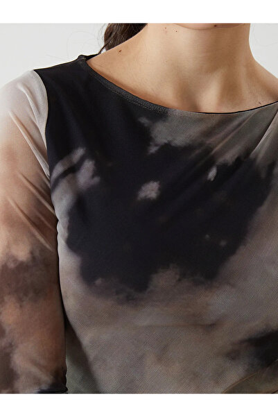 LC Waikiki Mixed Crew Neck Tie-Dye Pattern Women's Bodycon Dress