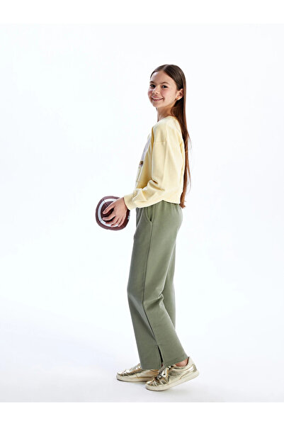 LC Waikiki Khaki Waist Elastic Girls' Tracksuit Bottom