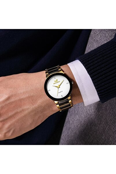 GENERAL Men's watch in gold, black and white enamel