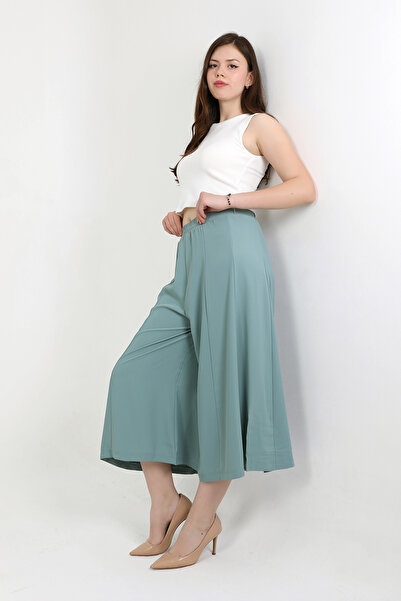 TANISA Liva Elastic Waist Draped Wide Cut Skirt Trousers Tns-4404
