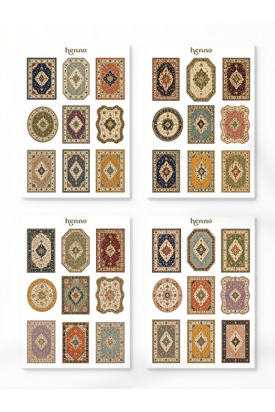 Henno Vintage Rug Temalı 4'lü Sticker Seti (A6 10,5x14,8 cm) | Ajanda, Defter...
