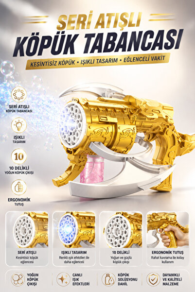 NeoThings Led Işıklı 10 Delikli Tek Tuşlu Crossbow Bubble Gun Köpük Tabancası...