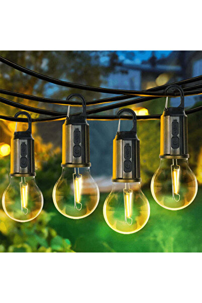 Vivendo Σετ 4 ρετρό λαμπτήρων LED για διακοσμητικό φωτισμό, για υπαίθριο κάμπ...