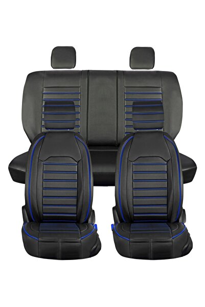 barototuning Seat Leon Luxury Leather 5-Piece Set Car Seat Cover Black Blue