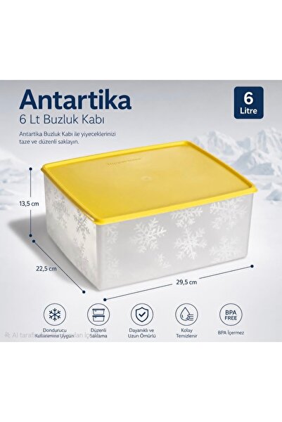 Tupperware Antartika 6 litre ,alaska ,buzluk saklama kabı