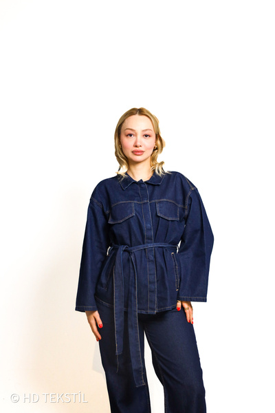 ginger love Waist Tie-Detail Denim Set
