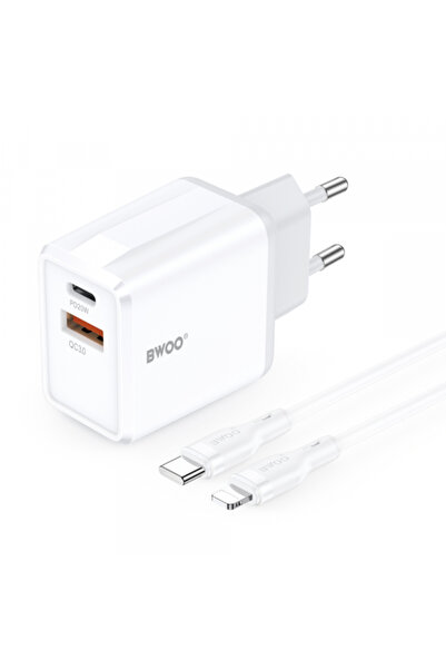 Bwoo Incarcator Retea Cu Cablu Lightning CDA182, 38W, 3A, 1 x USB-A - 1 x USB...