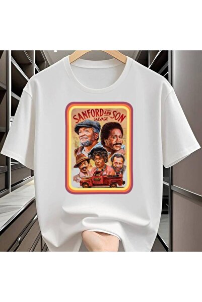 LİNA06 Men's Graphic T-Shirt Sanford and Son TV Show Retro Design Navy Blue V...