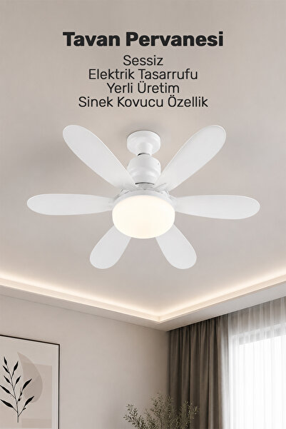 LEDOLET 6 Kanatlı Tavan Vantilatörü Led Aydınlatmalı 3 İn 1 Vantilatör / Led ...