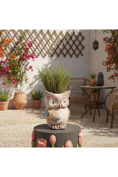 PAN HOME Owl Magnesia Planter 20x18.3x26cm - Brown