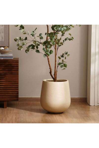PAN HOME Petra Polyresin Planter Dia46x48cm - Cream