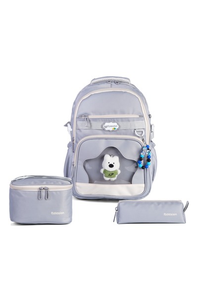 Relaxion Set of 3 Children's Primary School Bags with Pen Holder and Lunch Ba...
