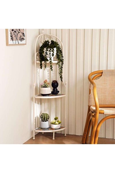PAN HOME Medley 3 Tier Corner Metal Planter Stand 30x30x111cm - Black