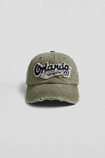 ablukaonline Men's Vintage Embroidered Washed Baseball Cap Khaki