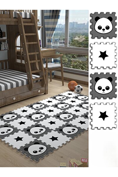 ENAZEY Panda-Yıldız Desen Baskılı yapboz Halı Modern Oturma odası, çocuk odas...