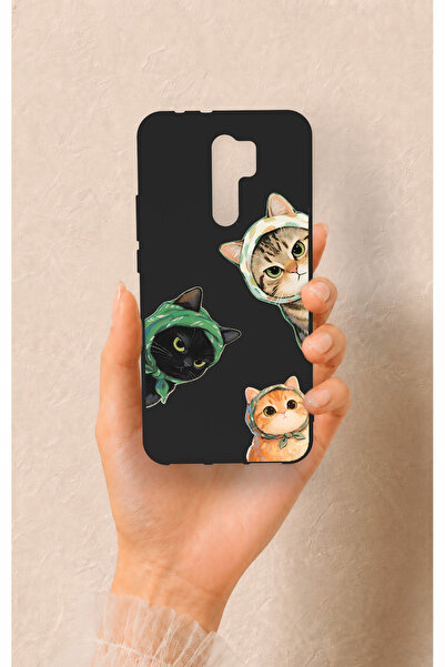 Vip Case Redmi 9 Uyumlu Kedi Ekibi Desenli Silikon Kılıf