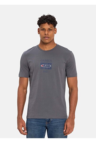 Gri Classic Fit Baskılı T-Shirt