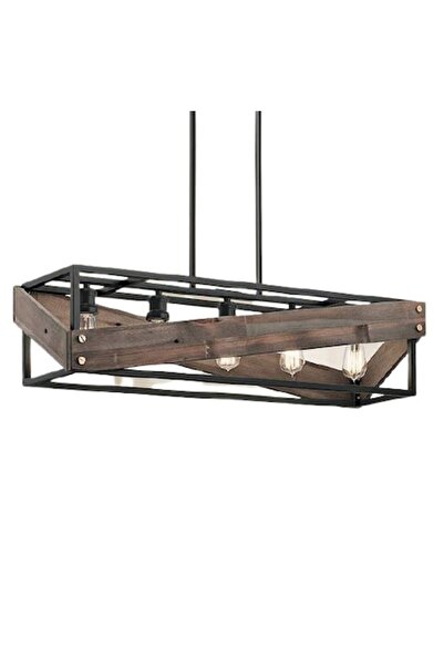 Cojom Candelabru Mag 5m, rustic-vintage, 5xE27, lemn maro cu metal negru