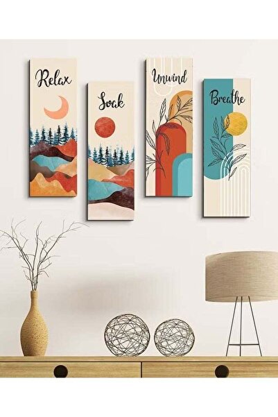 Generic EETU 4 Pieces Flower Pictures Wall Decor,Wooden Frame Wall Decor Art ...