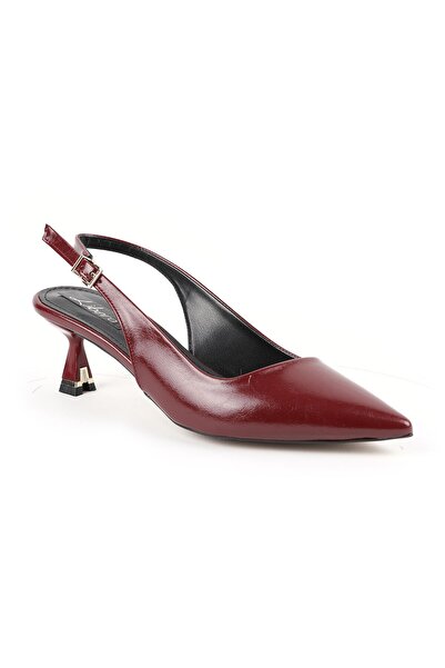 Libero Women's Patent Leather Heeled Shoes Pointed Toe Special Design Short H...