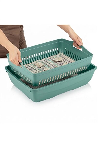 Kurtbay Şekil Flex Elek ve Alt kum kabı, Kapalı ve Açık Kedi Tuvaleti Uyumlu,...