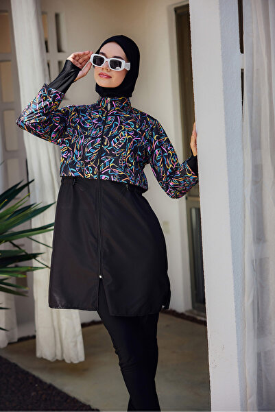 REMSA Rain Parachute Full Covered Hijab Swimsuit Rms-R2505-26 Black