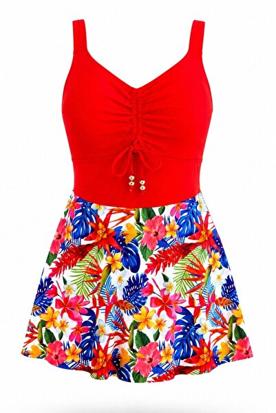 SAILOR moda Gathered Front Thick Strap Swimsuit with Skirt
