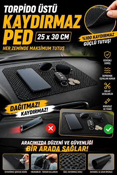 WROSE KAYDIRMAZ PED TORPİDO ÜSTÜ 25X30CM SİYAH