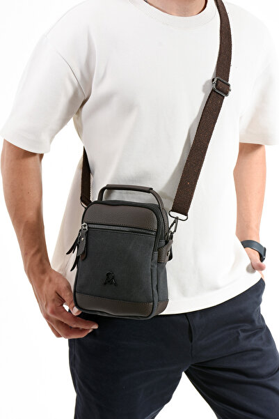 MEGA POLO CLUB OF COLORS NEW JERSEY Black Brown Men's Canvas Crossbody Should...
