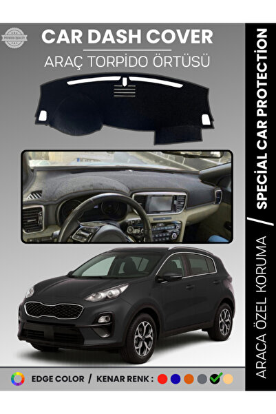 COLONY Kia Sportage 2017-2020 Siyah Torpido Örtüsü Ön Göğüs Koruma Torpido Ko...