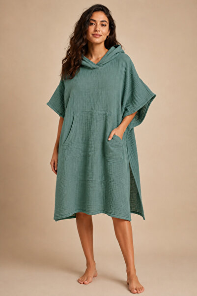 Motif Tekstil 2 Layer Muslin Unisex Oversize Adult Poncho -Slightly Imperfect-