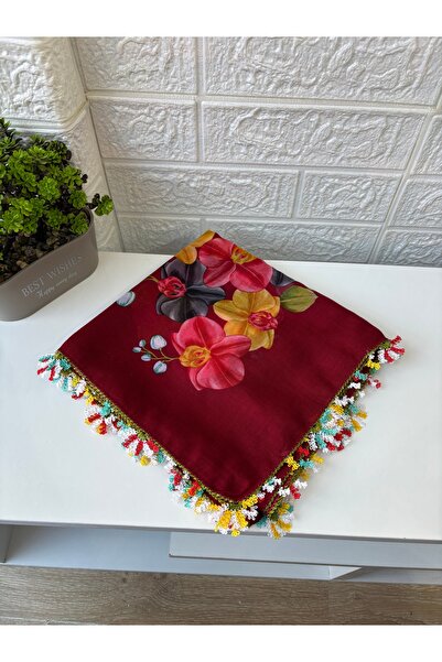 EruZan Needle Embroidered Handmade Scarf, Cheesecloth Writing, Dowry Gift