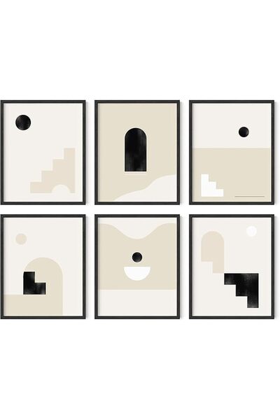 ESSESORIES Boho Neutral Boho Mid Century Modern Boho Aesthetic Poster Wall Ar...