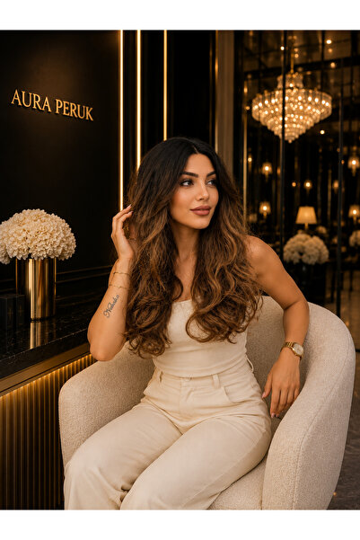 aura peruk New Sezon muhteşem renk tonlarına sahip perçemsiz geniş dalgalı öz...