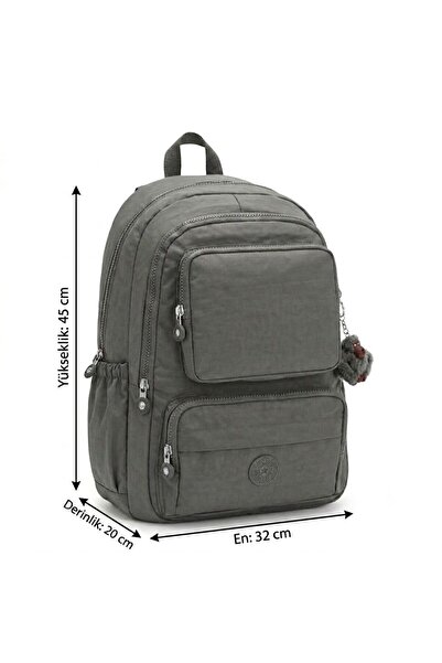 Kılinkır Crinkle Fabric Waterproof Gray Backpack with Multiple Compartments f...