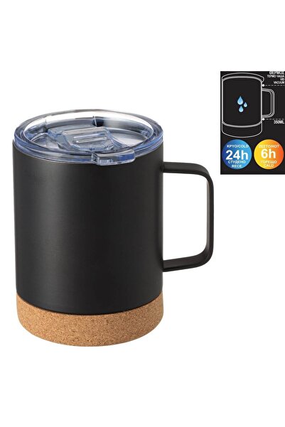 Z Store Cană termoizolantă din oțel inoxidabil negru, cu capac transparent și...