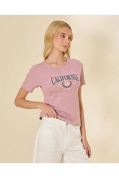 REDTAG Women Pink Placement Print T Shirt