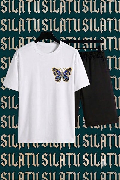 SILATU Blue Butterfly Printed Shorts and T-Shirt Set