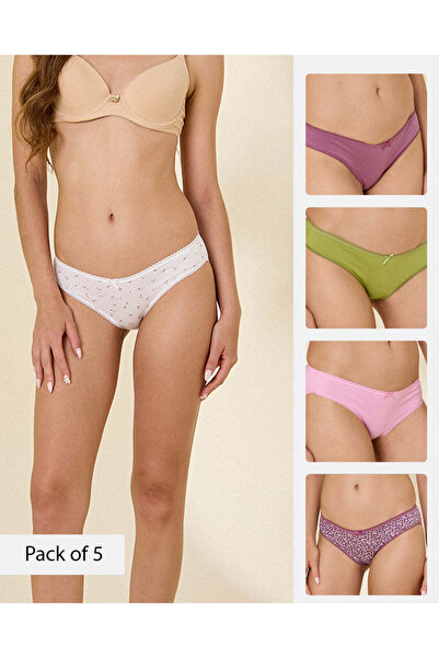 REDTAG Women's Assorted Floral Print Bikini Briefs 5-Pack