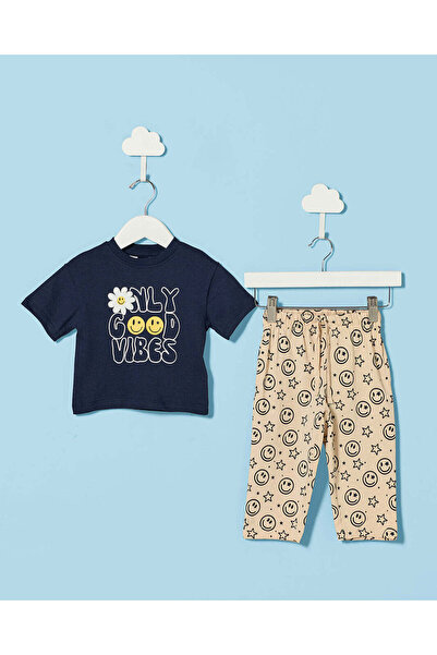 REDTAG Infant Girls Navy Printed Pyjama Set