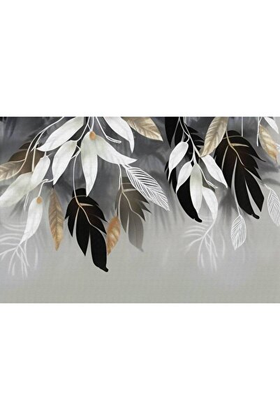Persona Tablou Canvas, Frunze Albe Negre Si Aurii- 100 X 70 cm