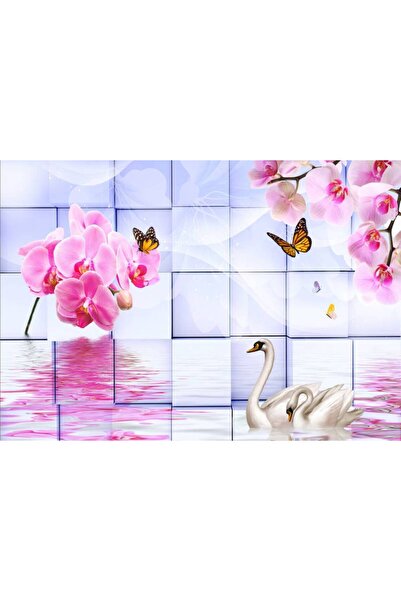 Persona Tablou Canvas, Orhidei Roz Si Lebede- 100 X 70 cm