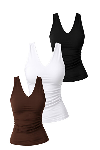 Merci Women's Double Layer Lycra Undershirt Triple Set (95% Cotton)