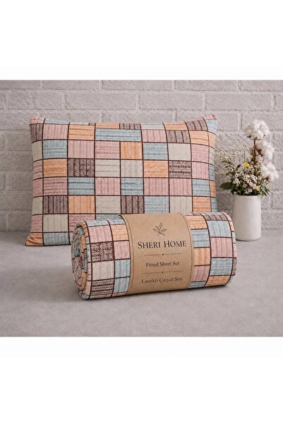 Sheri Home Lastikli Çarşaf Seti %100 Pamuk Yumuşak Dokulu-Kaymaz Tam Geçmeli ...