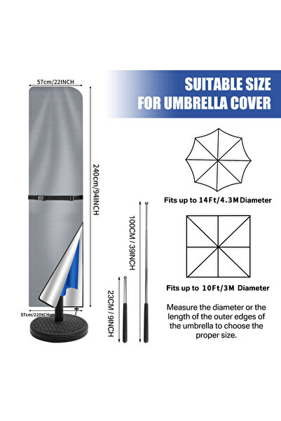 Choice4 Straight 240CM Outdoor Cantilever Umbrella Cover Waterproof Patio Par...